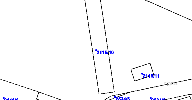 Parcela st. 2116/10 v KÚ Vysočany, Katastrální mapa