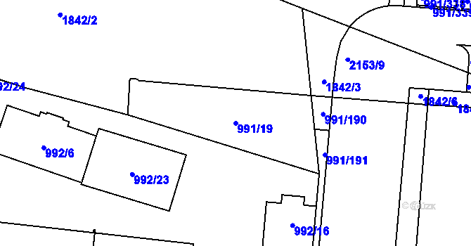 Parcela st. 991/19 v KÚ Vysočany, Katastrální mapa