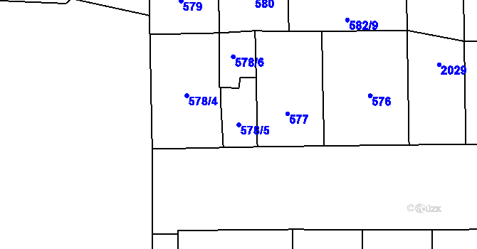Parcela st. 578/5 v KÚ Vysočany, Katastrální mapa