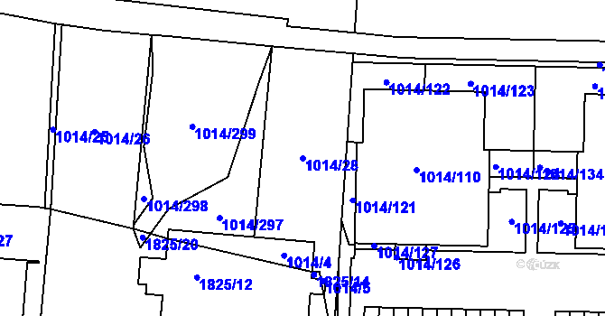 Parcela st. 1014/28 v KÚ Vysočany, Katastrální mapa