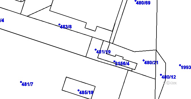 Parcela st. 481/19 v KÚ Vysočany, Katastrální mapa