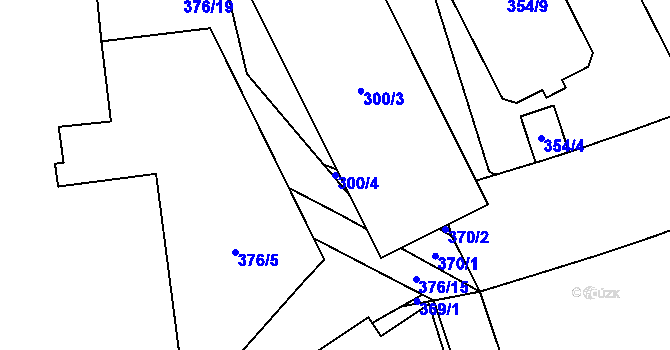 Parcela st. 300/4 v KÚ Vysočany, Katastrální mapa