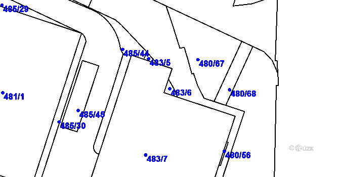 Parcela st. 483/6 v KÚ Vysočany, Katastrální mapa