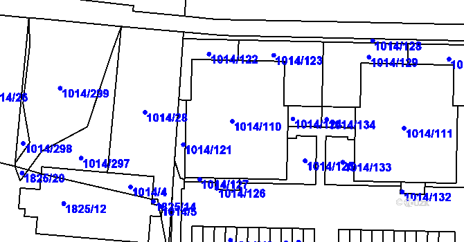 Parcela st. 1014/110 v KÚ Vysočany, Katastrální mapa