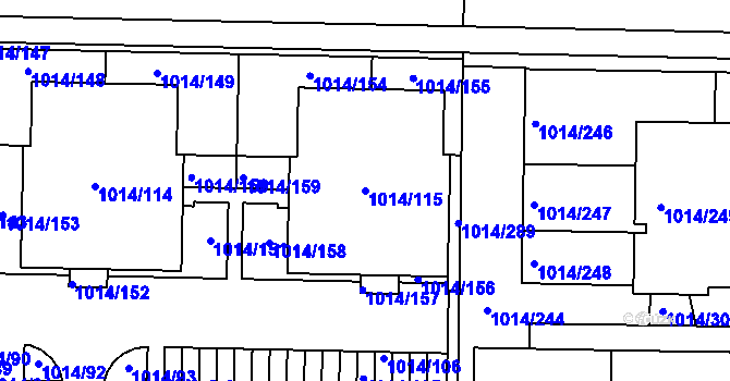 Parcela st. 1014/115 v KÚ Vysočany, Katastrální mapa