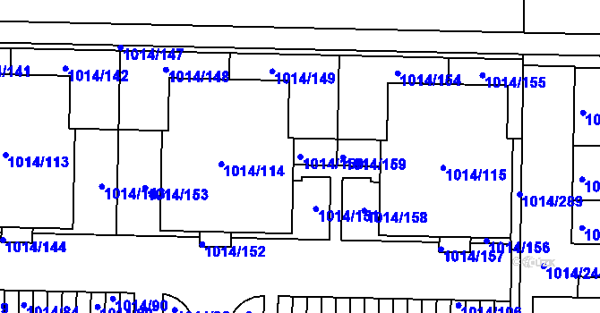 Parcela st. 1014/150 v KÚ Vysočany, Katastrální mapa