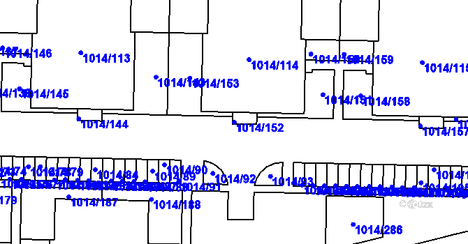 Parcela st. 1014/152 v KÚ Vysočany, Katastrální mapa
