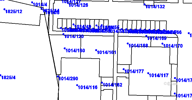 Parcela st. 1014/161 v KÚ Vysočany, Katastrální mapa