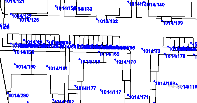 Parcela st. 1014/169 v KÚ Vysočany, Katastrální mapa