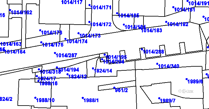 Parcela st. 1014/195 v KÚ Vysočany, Katastrální mapa