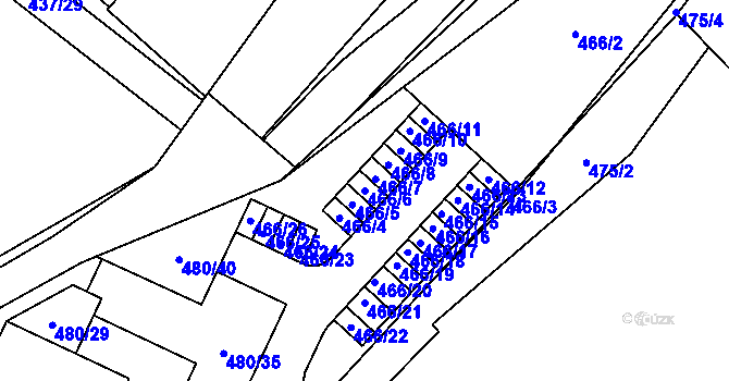 Parcela st. 466/6 v KÚ Vysočany, Katastrální mapa