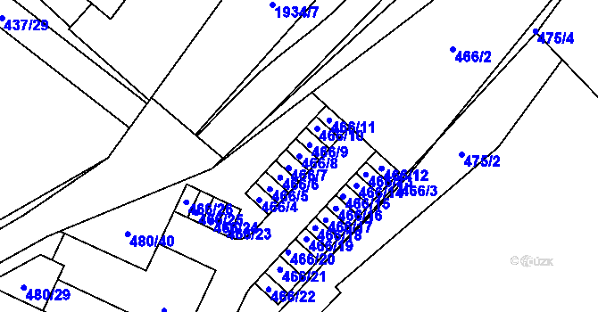 Parcela st. 466/8 v KÚ Vysočany, Katastrální mapa
