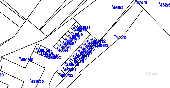 Parcela st. 466/14 v KÚ Vysočany, Katastrální mapa