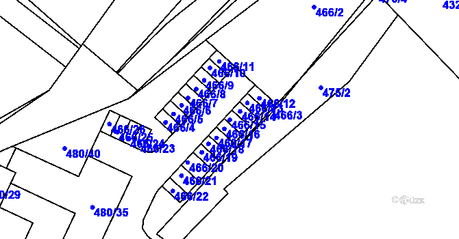 Parcela st. 466/15 v KÚ Vysočany, Katastrální mapa