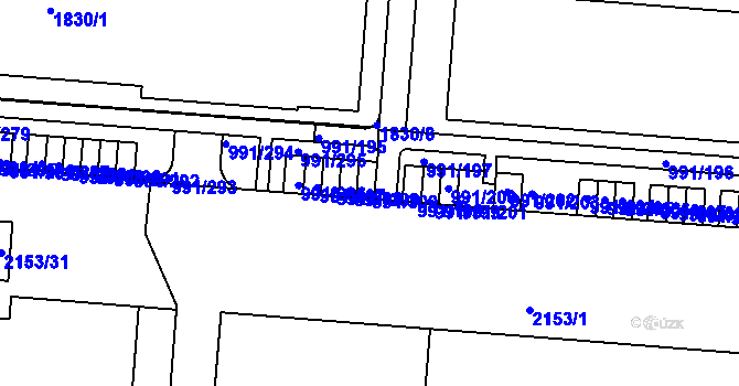 Parcela st. 991/300 v KÚ Vysočany, Katastrální mapa