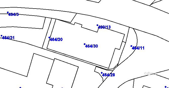 Parcela st. 464/30 v KÚ Vysočany, Katastrální mapa