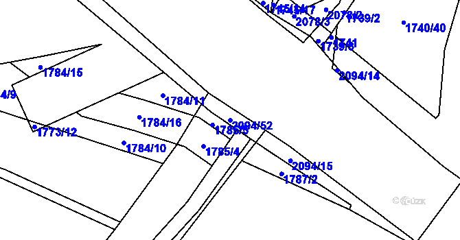 Parcela st. 2094/52 v KÚ Vysočany, Katastrální mapa