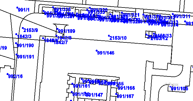 Parcela st. 991/146 v KÚ Vysočany, Katastrální mapa