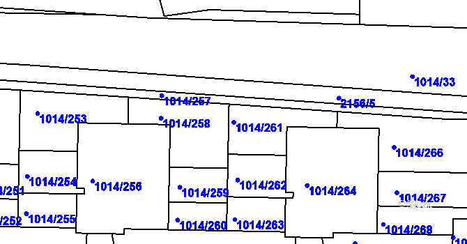 Parcela st. 1014/261 v KÚ Vysočany, Katastrální mapa