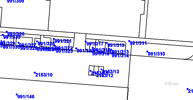 Parcela st. 991/315 v KÚ Vysočany, Katastrální mapa