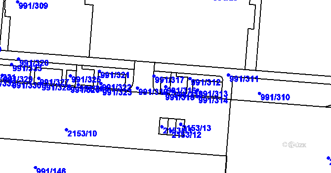 Parcela st. 991/316 v KÚ Vysočany, Katastrální mapa