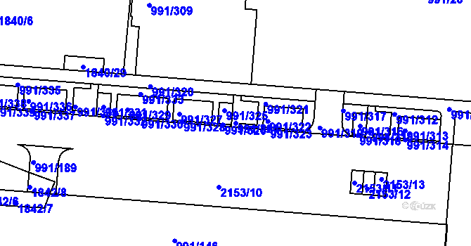 Parcela st. 991/324 v KÚ Vysočany, Katastrální mapa