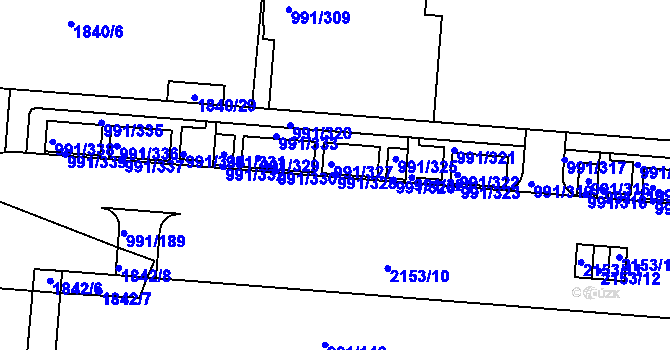 Parcela st. 991/328 v KÚ Vysočany, Katastrální mapa