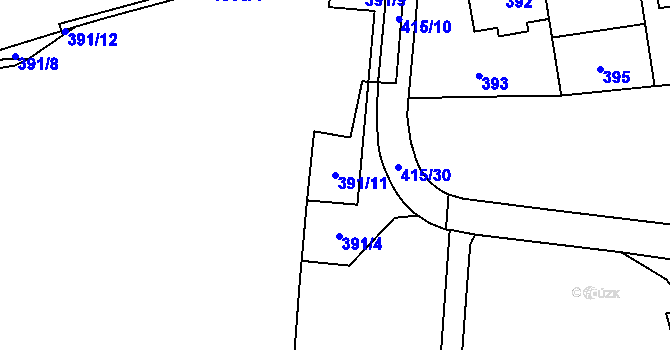 Parcela st. 391/11 v KÚ Vysočany, Katastrální mapa