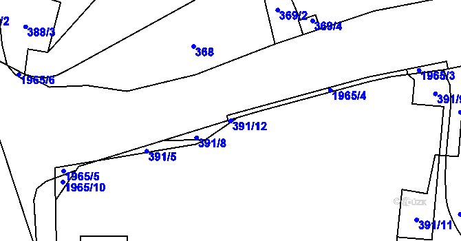 Parcela st. 391/12 v KÚ Vysočany, Katastrální mapa