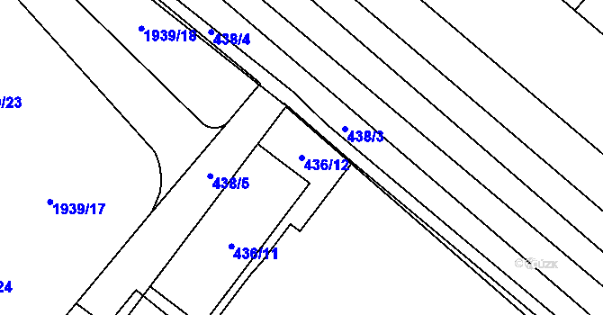 Parcela st. 436/12 v KÚ Vysočany, Katastrální mapa