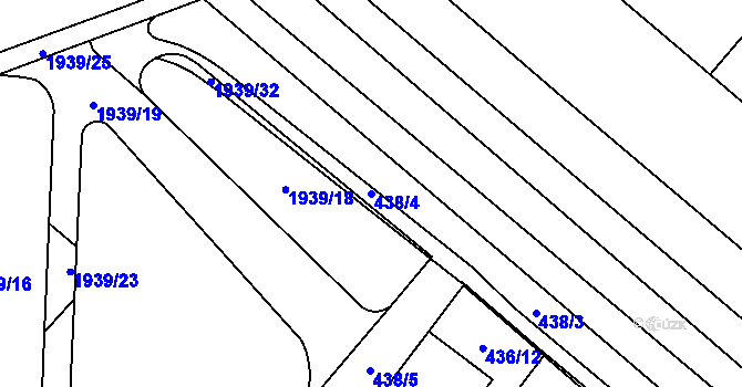 Parcela st. 438/4 v KÚ Vysočany, Katastrální mapa