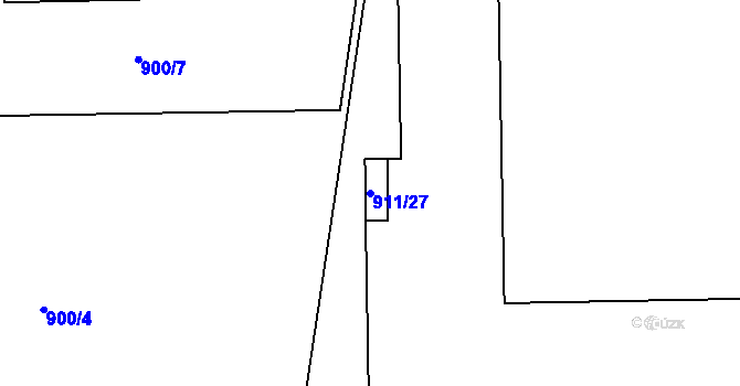 Parcela st. 911/27 v KÚ Vysočany, Katastrální mapa