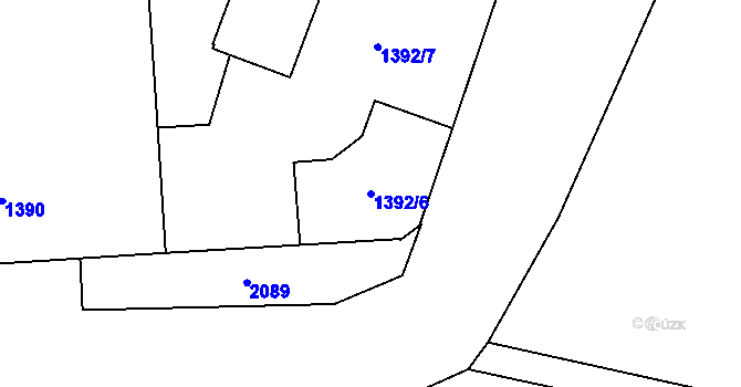 Parcela st. 1392/6 v KÚ Vysočany, Katastrální mapa