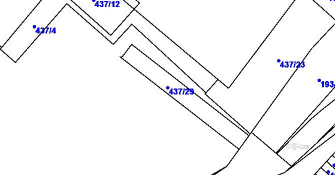 Parcela st. 437/29 v KÚ Vysočany, Katastrální mapa