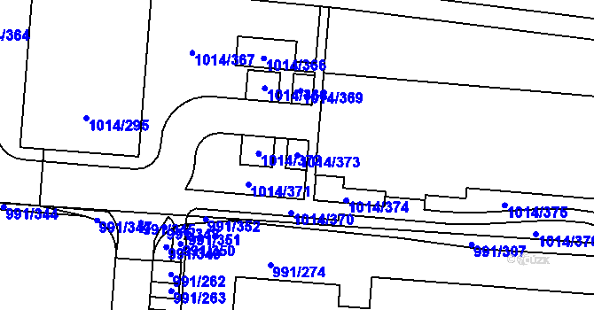Parcela st. 1014/373 v KÚ Vysočany, Katastrální mapa