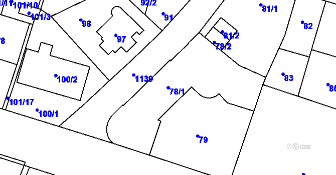 Parcela st. 78/1 v KÚ Prosek, Katastrální mapa