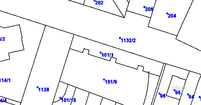Parcela st. 101/1 v KÚ Prosek, Katastrální mapa