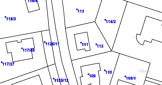Parcela st. 111 v KÚ Prosek, Katastrální mapa