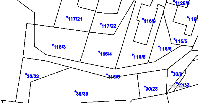 Parcela st. 116/4 v KÚ Prosek, Katastrální mapa
