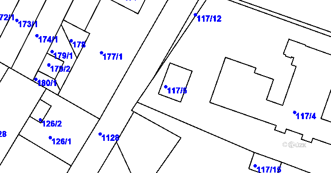 Parcela st. 117/5 v KÚ Prosek, Katastrální mapa