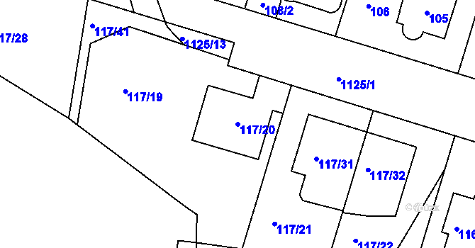 Parcela st. 117/20 v KÚ Prosek, Katastrální mapa