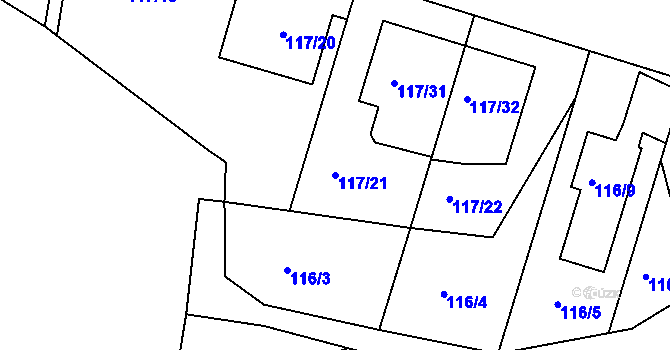 Parcela st. 117/21 v KÚ Prosek, Katastrální mapa