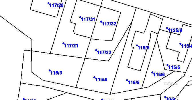 Parcela st. 117/22 v KÚ Prosek, Katastrální mapa