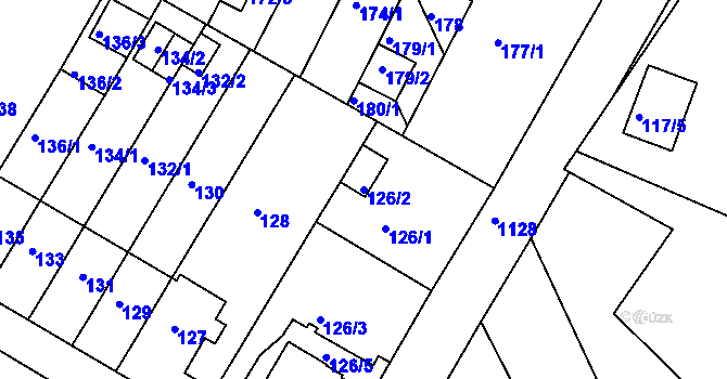 Parcela st. 126/2 v KÚ Prosek, Katastrální mapa