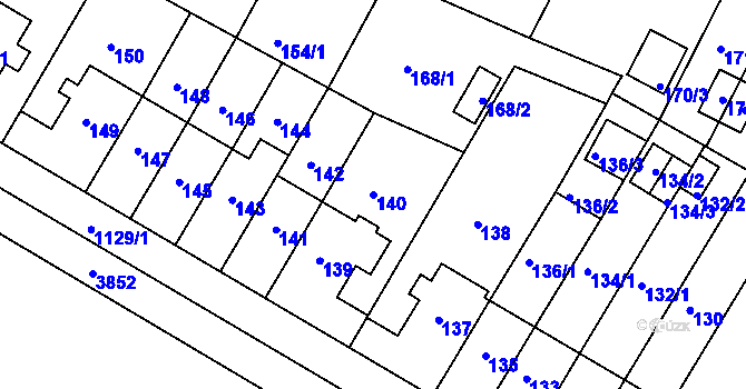Parcela st. 140 v KÚ Prosek, Katastrální mapa