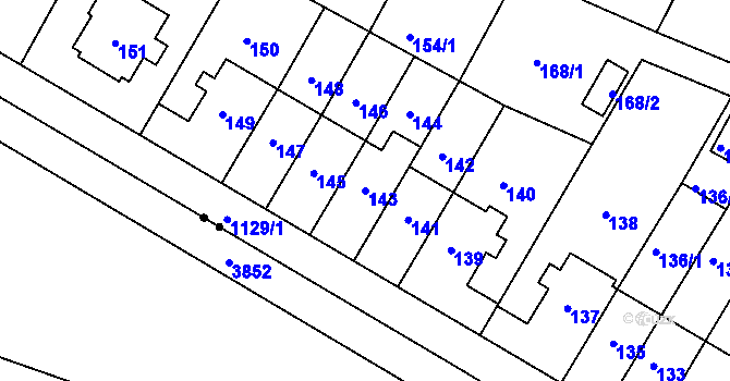 Parcela st. 143 v KÚ Prosek, Katastrální mapa