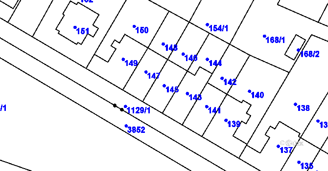 Parcela st. 145 v KÚ Prosek, Katastrální mapa