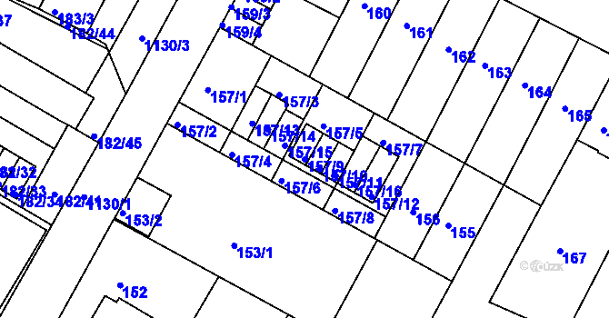 Parcela st. 157/9 v KÚ Prosek, Katastrální mapa