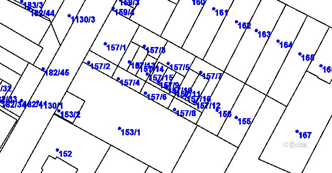 Parcela st. 157/10 v KÚ Prosek, Katastrální mapa