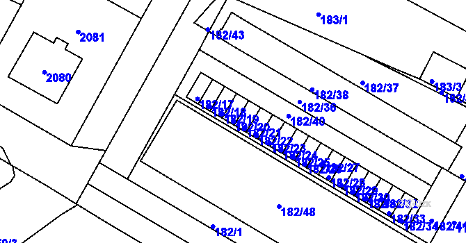 Parcela st. 182/20 v KÚ Prosek, Katastrální mapa